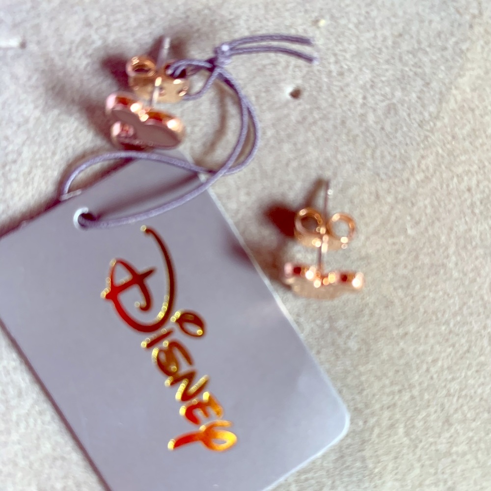 Rose gold plated. Mickey Mouse earring studs New